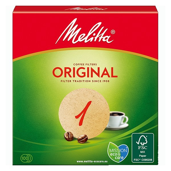 Filtres à café brun rond MELITTA N°1 100 unités - MAPALGA CAFES