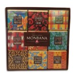 Coffret collection 18 carrés de chocolat noir 70% cacao aux fèves de cacao torréfiées "Pays producteurs de café"  70g MONBANA