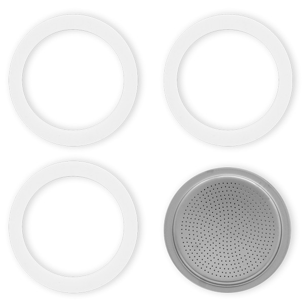 Set de 3 joints + 1 filtre cafetière aluminium 12 Tasses