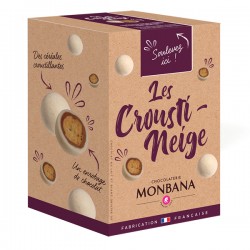 Les Crousti-Neige croustilles de céréales enrobées de chocolat au lait et chocolat blanc arôme café 135g MONBANA