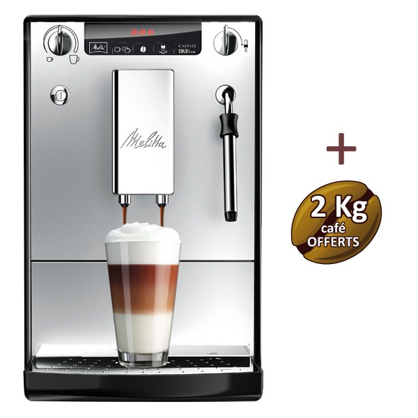 Machine à café Solo & Perfect Milk Argent E953-102 MELITTA + 2 KG de café  OFFERTS - MAPALGA CAFES