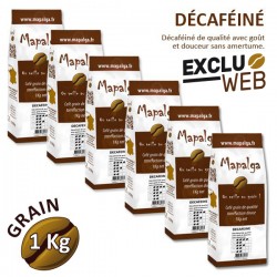 Pack x 6 Café grain DECAFEINE - 1 Kg - MAPALGA