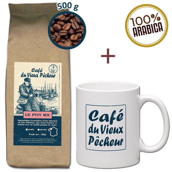 Mug Recharge Cafe Grain Le Ptit Mic 500g Cafe Du Vieux Pecheur