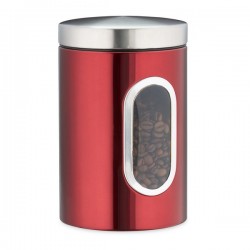 Bocal en métal avec fenêtre de contrôle 1,4L, pour café ou aliments secs ( rouge, noire, blanc, gris) 10027647