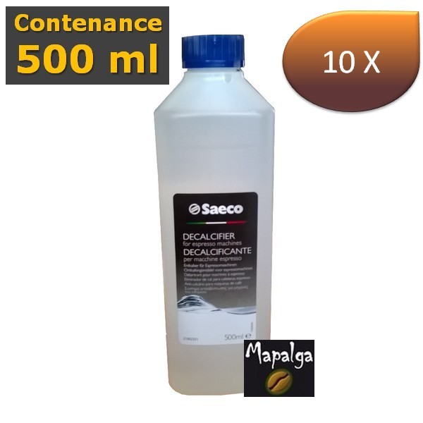 Tub Stop To interact Lot de 10 flacons de détartrant 500 ml SAECO PHILIPS - 21002351 - MAPALGA CAFES Tub Stop To interact Lot de 10 flacons de détartrant 500 ml SAECO PHILIPS - 21002351 - MAPALGA CAFES