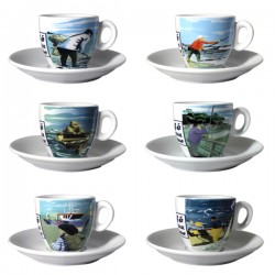 Lot de 6 tasses à café - 10 cl - CAFÉ DU VIEUX PÊCHEUR