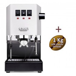 Machine à café espresso CLASSIC E24 POLAR WHITE GAGGIA RI9481/13 + 1 Kg de café moulu OFFERT