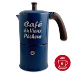 Cafetière italienne Moka Classique 6 Tasses CAFÉ DU VIEUX PÊCHEUR tous feux sauf induction - ANGELINA