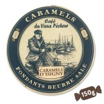 Boîte ronde bois Caramels fondants au beurre salé d'Isigny A.O.P. 75g - CAFÉ DU VIEUX PÊCHEUR