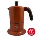 Cafetière italienne orange /marron 3 tasses TOUS FEUX ANG3IND1004 - ANGELINA