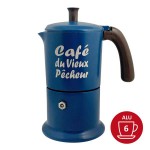 Cafetière italienne Moka Classique 3 Tasses CAFÉ DU VIEUX PÊCHEUR tous feux sauf induction - ANGELINA