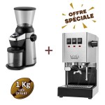 Offre spéciale machine à café expresso CLASSIC E24 INOX + moulin à café MD15 - GAGGIA + 1 Kg de café OFFERT