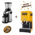 Offre spéciale machine à café expresso CLASSIC E24 Sunshine Yellow + moulin à café MD15 - GAGGIA + 1 Kg de café OFFERT