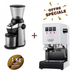 Offre spéciale machine à café expresso CLASSIC E24 Polar White + moulin à café MD15 - GAGGIA + 1 Kg de café OFFERT