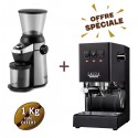 Offre spéciale machine à café expresso CLASSIC E24 Thunder Black + moulin à café MD15 - GAGGIA + 1 Kg de café OFFERT